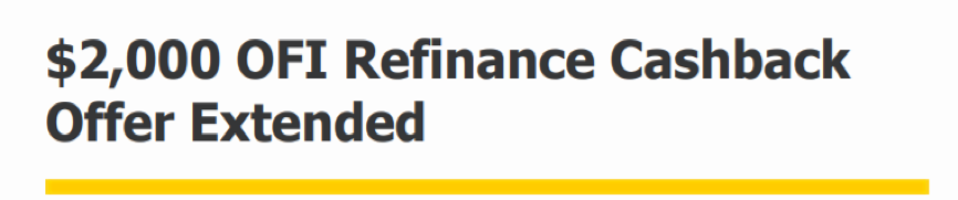 Ofi Refinance Cashback Offer Ofi Refinance Cashback Offer