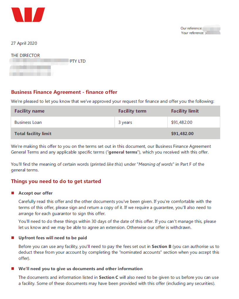 Business Finance Agreement - Finance Offer