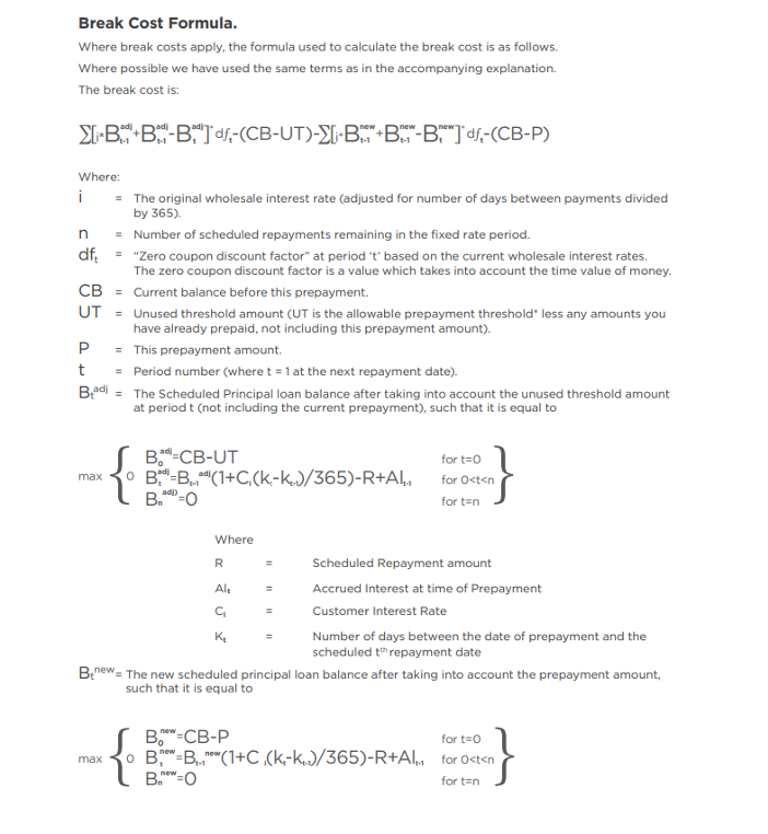 银行是如何计算break costs的 银行是如何计算break costs的